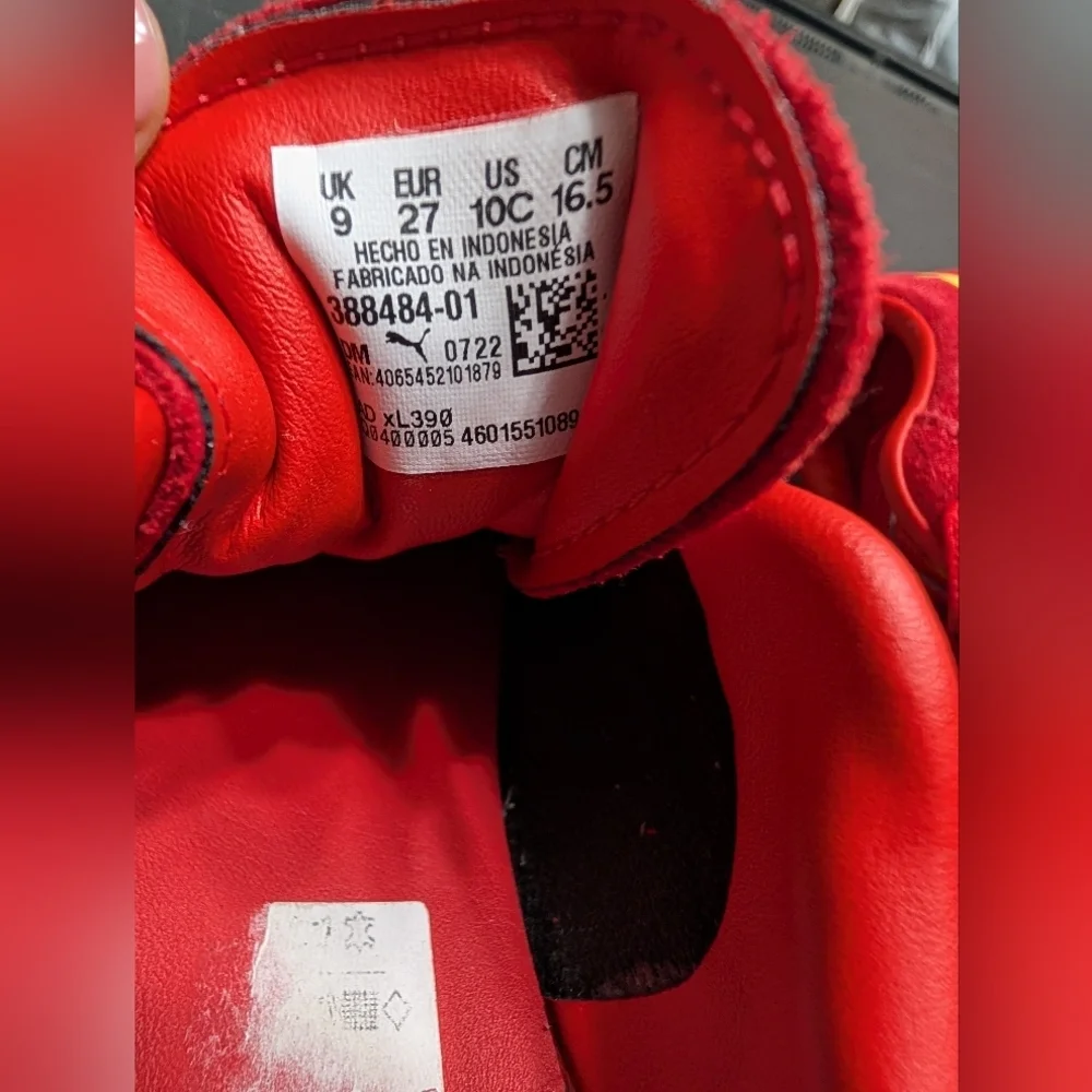 Puma High Risk Red AC INF Suede Paw‎ Patrol Flame Design Sneakers Kids Size 10C